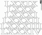 In diesem pädagogischen Blatt die Zahl 79, 80, 81, 82, 83 und 84 nach der römischen Zahlensystem