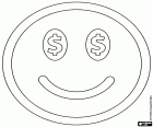 Smiley mit den Zeichen des Dollars in den Augen, die Darstellung von der Liebe zum Geld