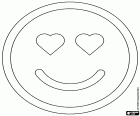 Das Emoticon ein Smiley, das bedeutet Liebe, Bewunderung, Verehrung und Dankbarkeit. Das lächelnde Gesicht mit herzförmigen Augen