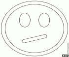 Das Emoticon des Gesichts mit verdrehten Mund. Smiley ist verschroben oder verärgert