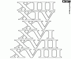 Im Anschluss an das römische Zahlensystem lernen sind hier die Zahlen 13, 14, 15, 16, 17 und 18