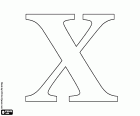 Die Zahl zehn, 10 in das römische Zahlensystem ist das Symbol X. Der ursprüngliche römische Name von X ist dung, dung, und hat seinen Ursprung im Zeichen von den Etruskern verwendet