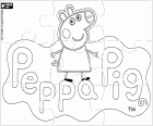 Eine Puzzle zu färben, schneiden Sie aus und spielen mit dem Logo der berühmtesten Schweinchen, Peppa Pig
