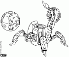 Bakugan Kugel verwandelt sich in Fencer, einem mechanischen Bakugan, die aussieht wie eine vierbeinige mechanische Spinne