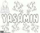 Yasamin, weiblicher Vorname persischer Abstammung, Variante des Yasamen und Yasamine, unter anderem. Der Ursprung und die Bedeutung dieses Namens ist die Jasmin Blume