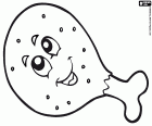 Ein Hühnerbein, Unterkeule mit lächelndem Gesicht