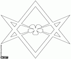 Das Unicursal Hexagram mit einer Blüte mit fünf Blütenblättern in der Mitte ist eines der Wahrzeichen von Thelema, eine esoterische Symbol. Thelema ist eine mystische Philosophie, eine Religion oder eine spirituelle Wissenschaft betrachtet.