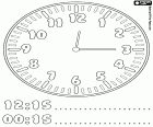 00:15 Uhr und 12:15, die Position der Zeiger dieser Uhr sagen uns, dass es Viertel nach zwölf, fünfzehn Minuten nach Mittag oder Mitternacht