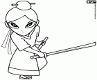 Eine junge Frau Samurai, Onna Bugeisha, eine Frau-Krieger aus der Feudalzeit Japans