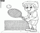 Die einzelnen Sportarten wie Tennis sind auch interessant für die Kinder. In dieser Färbung Seite sehen wir ein Kind mit der Tennisschläger neben dem Netz auf dem Tennisplatz