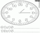 01:15 und 13:15, Ein Stunde und fünfzehn Minuten, die Zeit auf der analogen Uhr und auf der Digitaluhr, zu lernen, jetzt ist es Viertel nach ein in der Nacht oder am Nachmittag