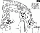 Yogi und Boo Boo am Eingang des Jellystone Park, eine Szene aus dem animierten Film