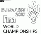 Das Logo der Budapest-2017 Schwimmweltmeisterschaften. Der FINA Weltmeisterschaften findet vom 14. bis 30. Juli 2017 in Budapest, Ungarn, statt.