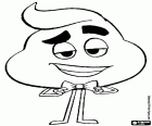 Poop, ein elegantes Emoji mit einer Fliege, ein Charakter in dem Film von Emoji