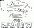 Das Logo der FIBA EuroBasket 2017, Europäische männliche Basketball-Meisterschaft vom 31. August bis zum 17. September 2017, in vier Ländern, Finnland, Israel, Rumänien und der Türkei