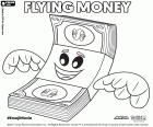 Ein Bündel von Rechnungen mit Flügeln, geht eine Emoji, die das Geld repräsentiert fliegen. Flying Money, ursprünglicher Name in Englisch, ein Charakter in dem film