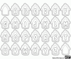 Das Alphabet mit Weihnachtsgebäck in Haus-Form, die 26 Buchstaben des lateinischen Alphabets