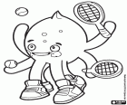Pypus ist der Octopus eine ungeheure Tennisspieler, mit zwei Schlägern spielen