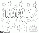 Rafael, biblische männlicher Vorname hebräischen Ursprungs, Name in vielen Sprachen wie Spanisch, Portugiesisch, Deutsch, Ungarisch, Katalanisch und Slowenisch, ist auch eine Transliteration des gleichnamigen auf Mazedonisch. Rafaël, Namen für Jungen in niederländischer Sprache