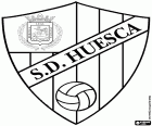 Emblem der Sociedad Deportiva Huesca, Fußballverein in der Stadt Huesca. 2018-2019 Saison wird zum ersten Mal in seiner Geschichte der Primera División, der spanischen ersten Liga, nach dem zweiten Rang in der Liga 123 2017-2018-Saison spielen.
