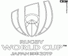 Logo der Rugby-Weltmeisterschaft In Japan 2019. Es wird vom 20. September bis 2. November 2019 in Japan gespielt.