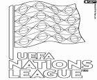 Logo der UEFA Nations League, Fußball-Meisterschaft mit europäischen Nationalmannschaften, die alle zwei Jahre stattfinden. Die erste Ausgabe fand in der Saison 2018-2019 statt