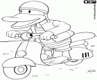 Der Platypus Alice zirkuliert auf ihrem kleinen Motorroller-Motorrad, einer der Charaktere von Die Koala Brüder