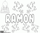 Ramón, männlicher Name auf Spanisch, abgeleitet vom germanischen Namen Raginmund als Raimundo. Ramon, Name für Kind auf Katalanisch, als Raimon