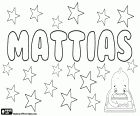 Mattias, Name für Jungen in mehreren Sprachen wie Schwedisch, Estnisch, Dänisch, Norwegisch und Deutsch. Mattias, zusammen mit seinen Varianten Matthias, Mathias, Matias, Name, abgeleitet vom gleichen griechischen Namen biblischen Ursprungs
