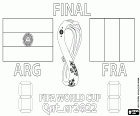 Argentinien vs. Frankreich. Finale der FIFA Fussball-Weltmeisterschaft Katar 2022. Lusail Stadium in Doha, 17. Dezember 2022. Im entscheidenden Spiel der Meisterschaft trifft der Routinier Leo Messi auf den jungen Kylian Mbappe, die beiden Topstars der Argentinier bzw. der Franzosen.