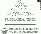 Das Logo der Schwimmweltmeisterschaften 2023, Fukuoka, Japan, vom 14. bis 30. Juli 2023