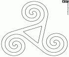 Das Triskelion oder Triskele ist ein Symbol des Druidentums. Dieses Symbol besteht aus drei Spiralen, die von der Mitte aus in einer Rotationssymmetrie verbunden sind