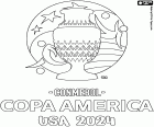 Die Conmebol Copa América USA 2024 wird vom 20. Juni bis 14. Juli 2024 in den Vereinigten Staaten von Amerika ausgetragen. Das Wettbewerbslogo zum Ausmalen