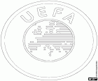 Das Logo der UEFA, der Union der Europäischen Fußballverbände, Union of European Football Associations auf Englisch. Die UEFA ist der europäische Dachverband der nationalen Fußballverbände. Ihr Hauptsitz befindet sich in Nyon, Schweiz.