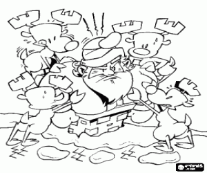 malvorlagen Rentiere Drängen Santa Claus ausmalbilder