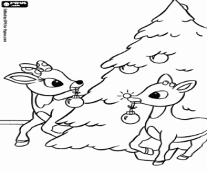 malvorlagen Rudolph, Clarice und Weihnachtsbaum ausmalbilder