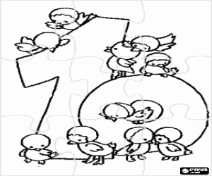 malvorlagen Rätsel Nummer zehn und Vögel ausmalbilder