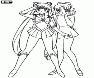 malvorlagen Sailor Moon mit ihrer Freundin Molly ausmalbilder