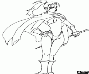 malvorlagen Eine Samurai-Frau mit einem katana ausmalbilder