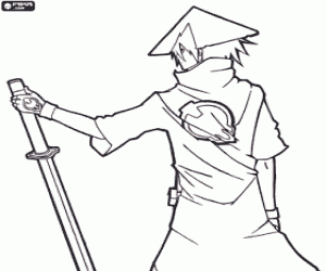 malvorlagen Ein Samurai-Krieger mit dem katana ausmalbilder