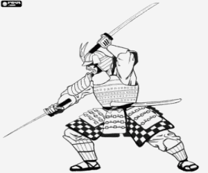 malvorlagen Samurai mit Rüstung und katanas ausmalbilder