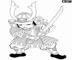 malvorlagen Ein Samurai mit der Rüstung ausmalbilder