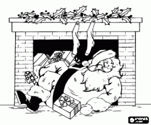 malvorlagen Santa Claus vor Kamin ausmalbilder