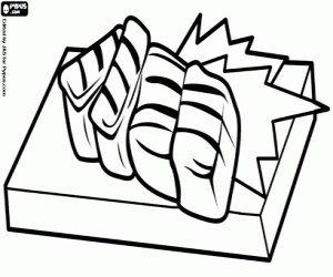 malvorlagen Sashimi, roher Fisch japanisch ausmalbilder