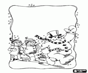 malvorlagen Schneemann und Kinder zu Fuß ausmalbilder