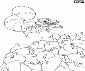 malvorlagen Scrat das Eichhörnchen und Eicheln ausmalbilder