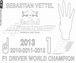 malvorlagen Sebastian Vettel, meister F1 2013 ausmalbilder