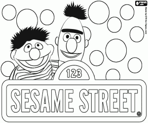 malvorlagen Sesame Street Logo mit Ernie und Bert ausmalbilder