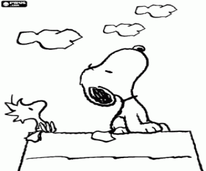 malvorlagen Snoopy und Woodstock Blick auf den Himmel ausmalbilder