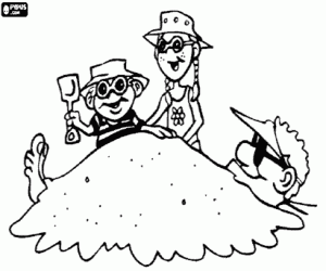 malvorlagen Ein Spiel mit dem Sand des Strandes ausmalbilder